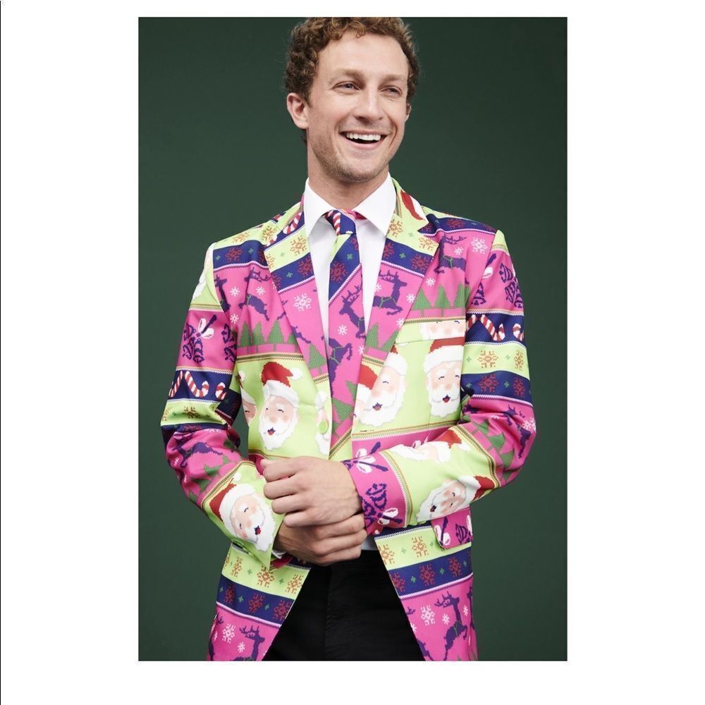 Holiday Time Neon Sweater Men's Blazer & Tie Set.